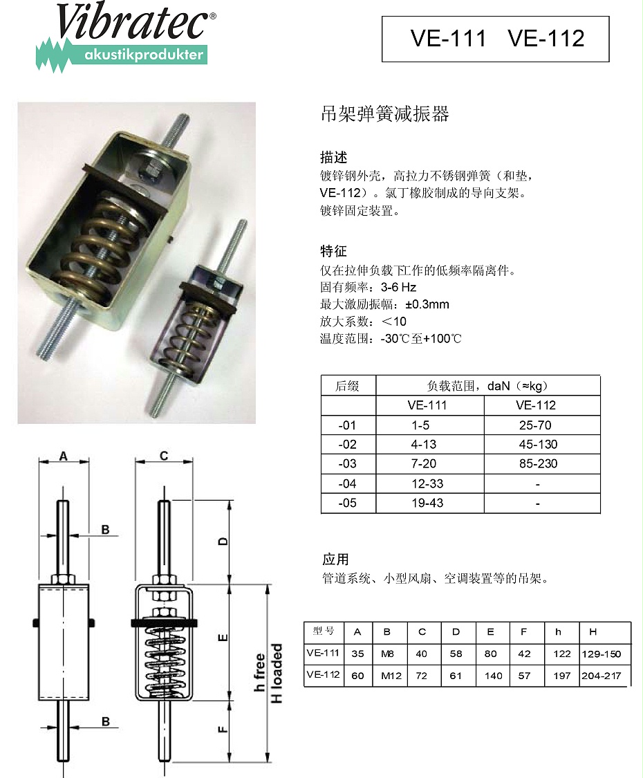 VE-111 VE-112吊架弹簧减振器