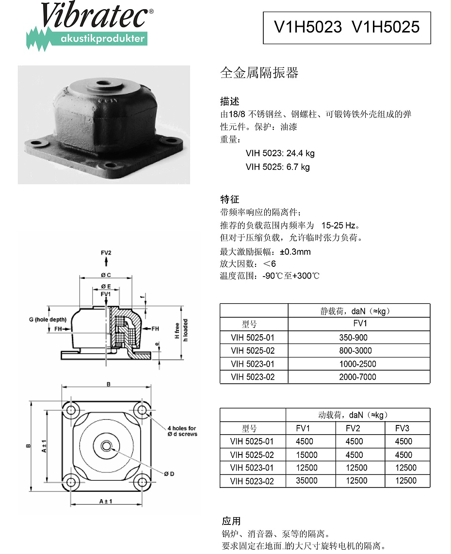 V1H5023 V1H5025全金属隔振器